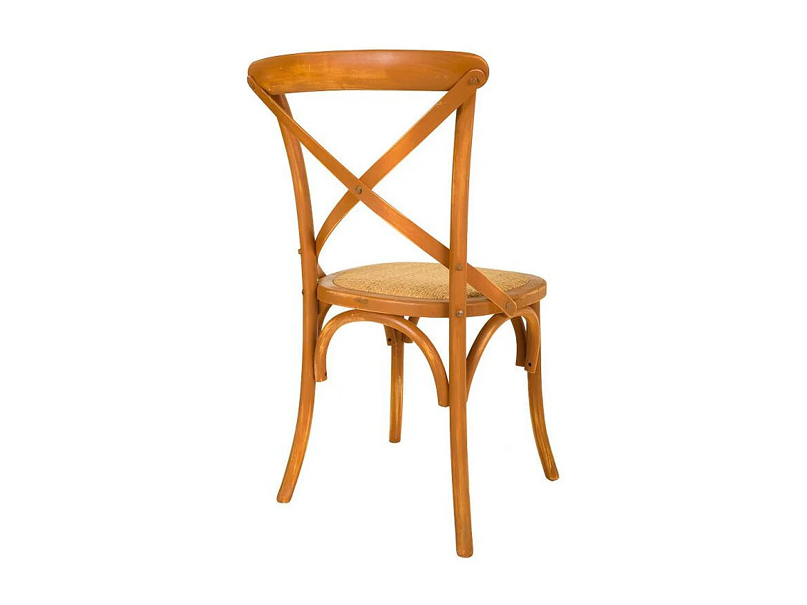 Chaise en bois et assise en rotin marron 44x42x46/88h