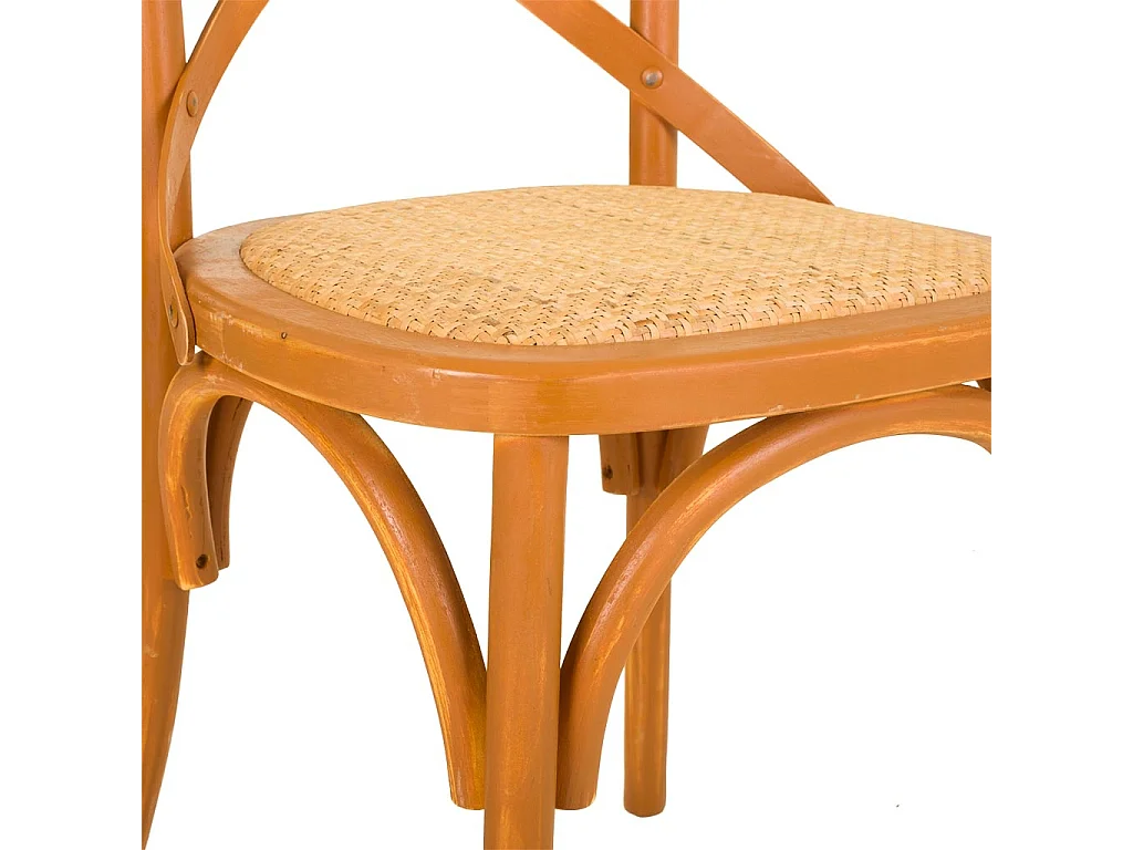 Chaise en bois et assise en rotin marron 44x42x46/88h