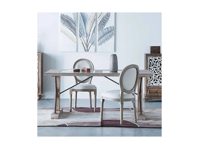 Table en bois et métal marron 180x85x78h