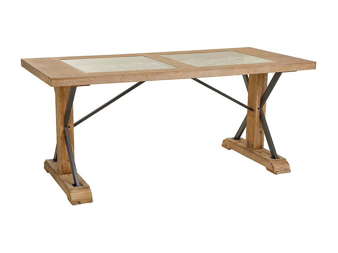 Brauner Tisch aus Holz und Metall 180x85x78h cm