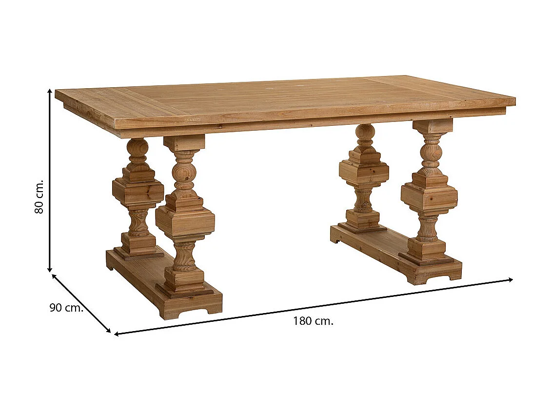 Tavolo da soggiorno in legno marrone 180x90x80h