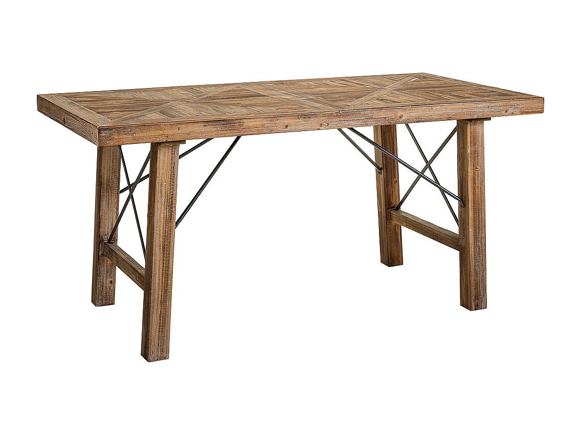 Brauner Wohnzimmertisch aus Holz und Metall, 160 x 80 x 77,5 h cm