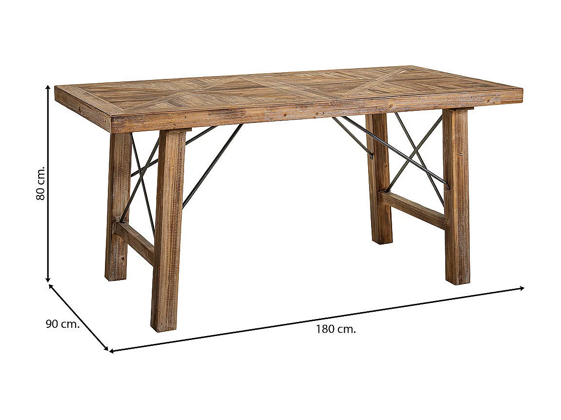 Brauner Wohnzimmertisch aus Holz und Metall, 160 x 80 x 77,5 h cm