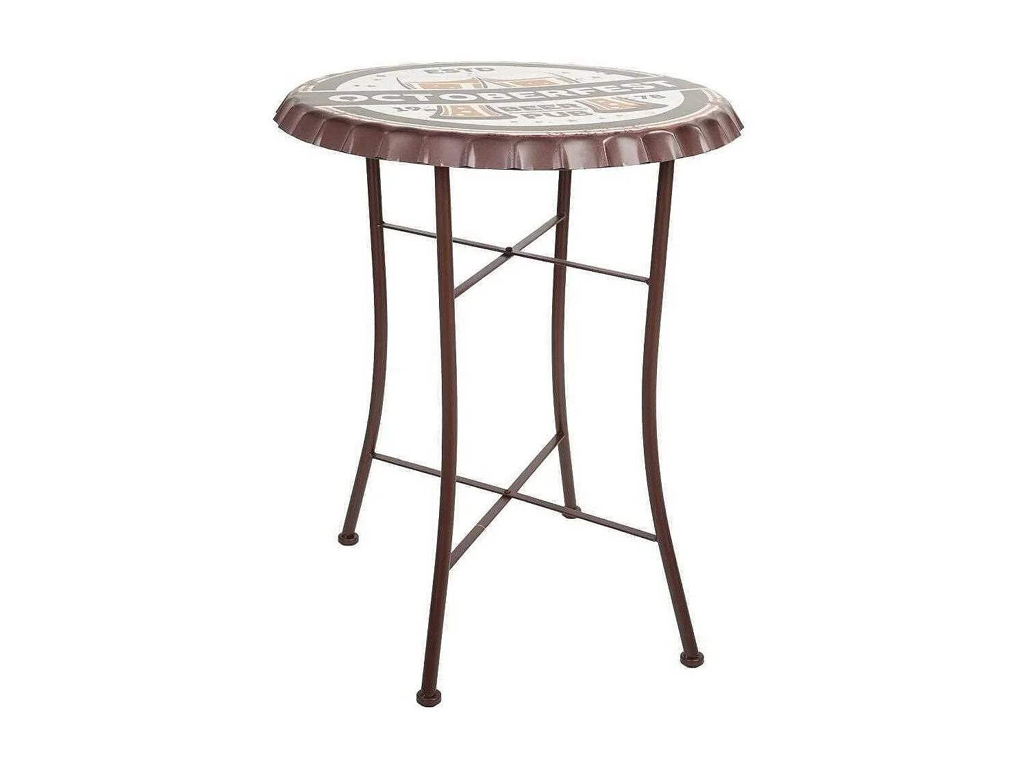 Mesa redonda de metal branco d60x71