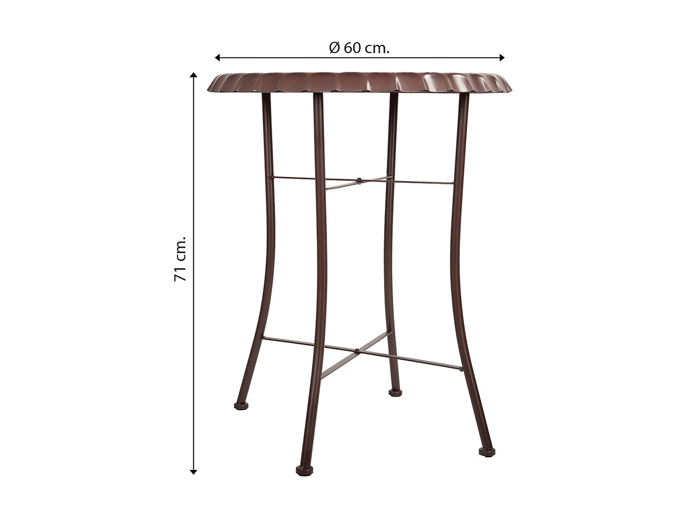 Mesa redonda de metal blanca d60x71