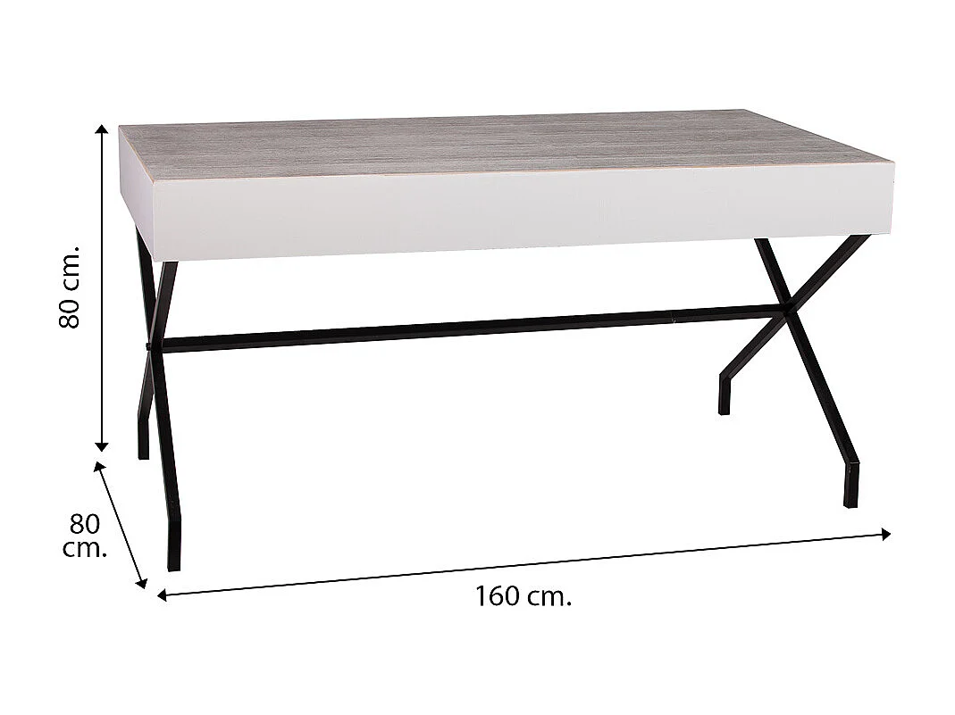 Mesa de madera y metal 160x80x80