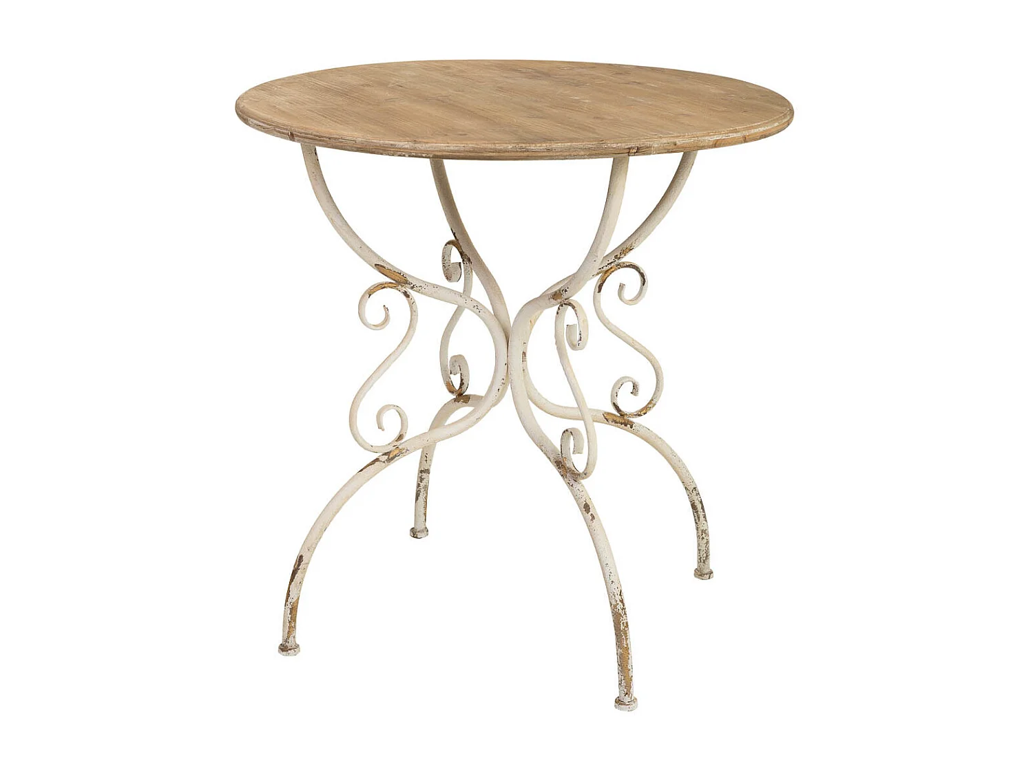 Mesa de madeira e metal com acabamento envelhecido 79,5x79,5x80