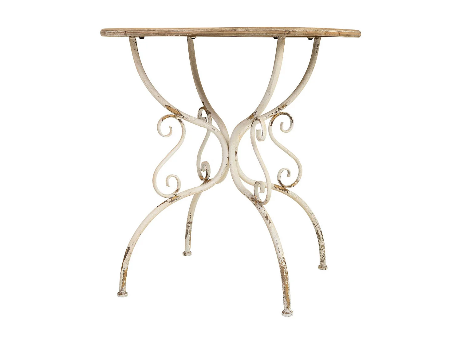 Mesa de madeira e metal com acabamento envelhecido 79,5x79,5x80