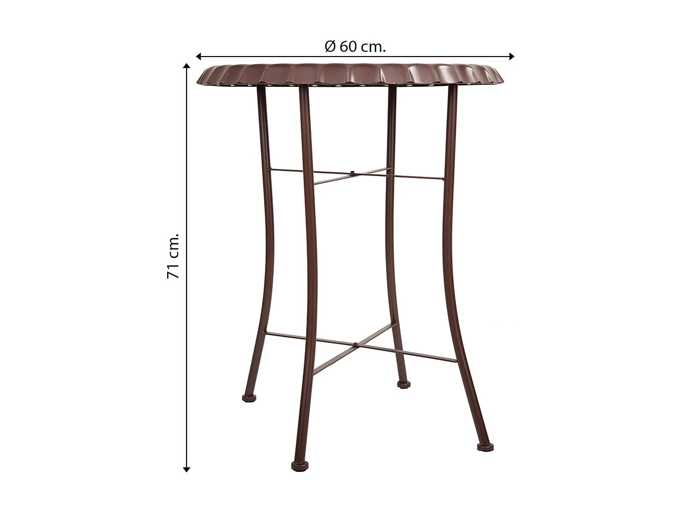 Mesa redonda de metal blanca d60x71