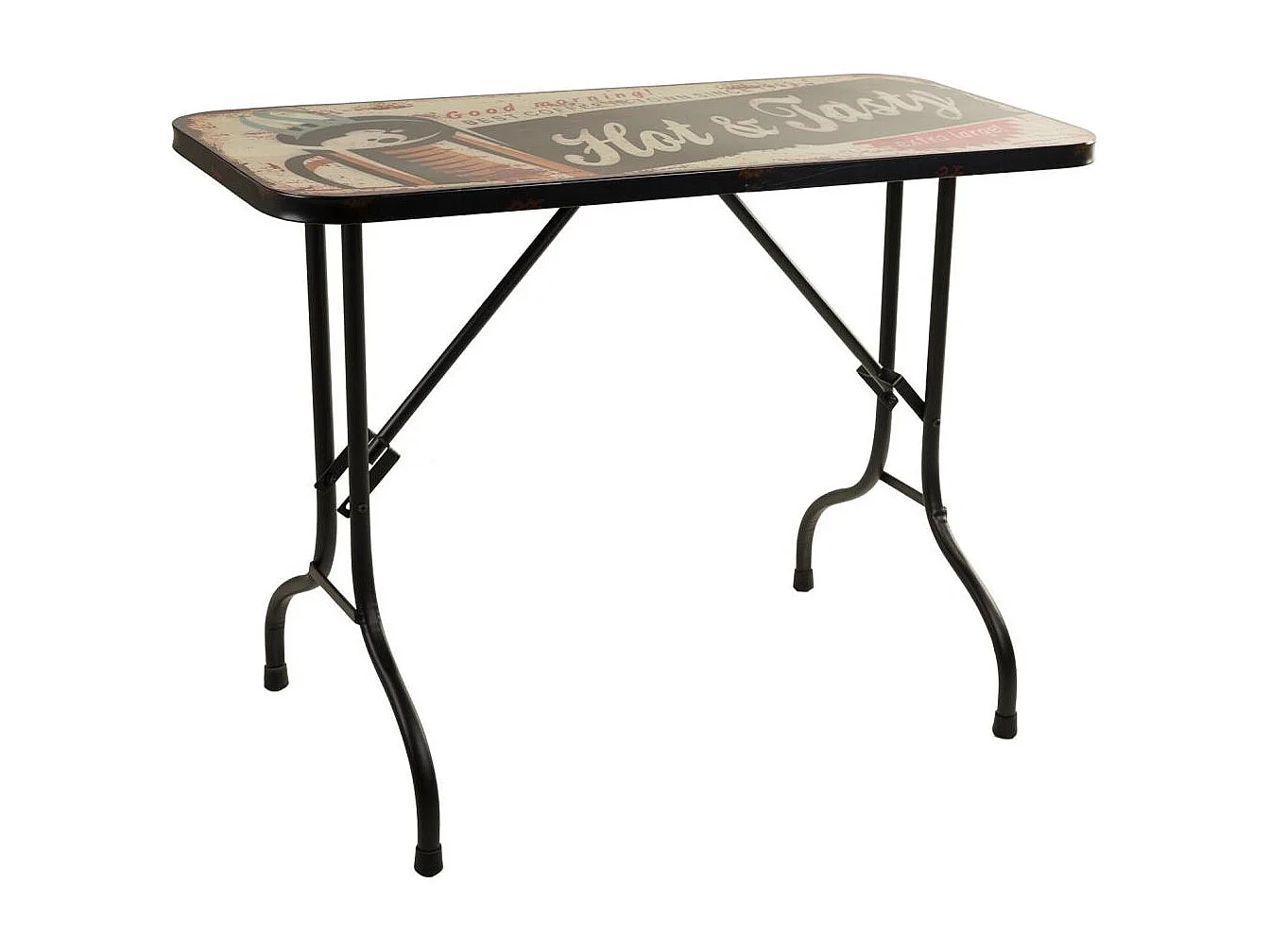 Mesa retangular de metal preto 100x47x75