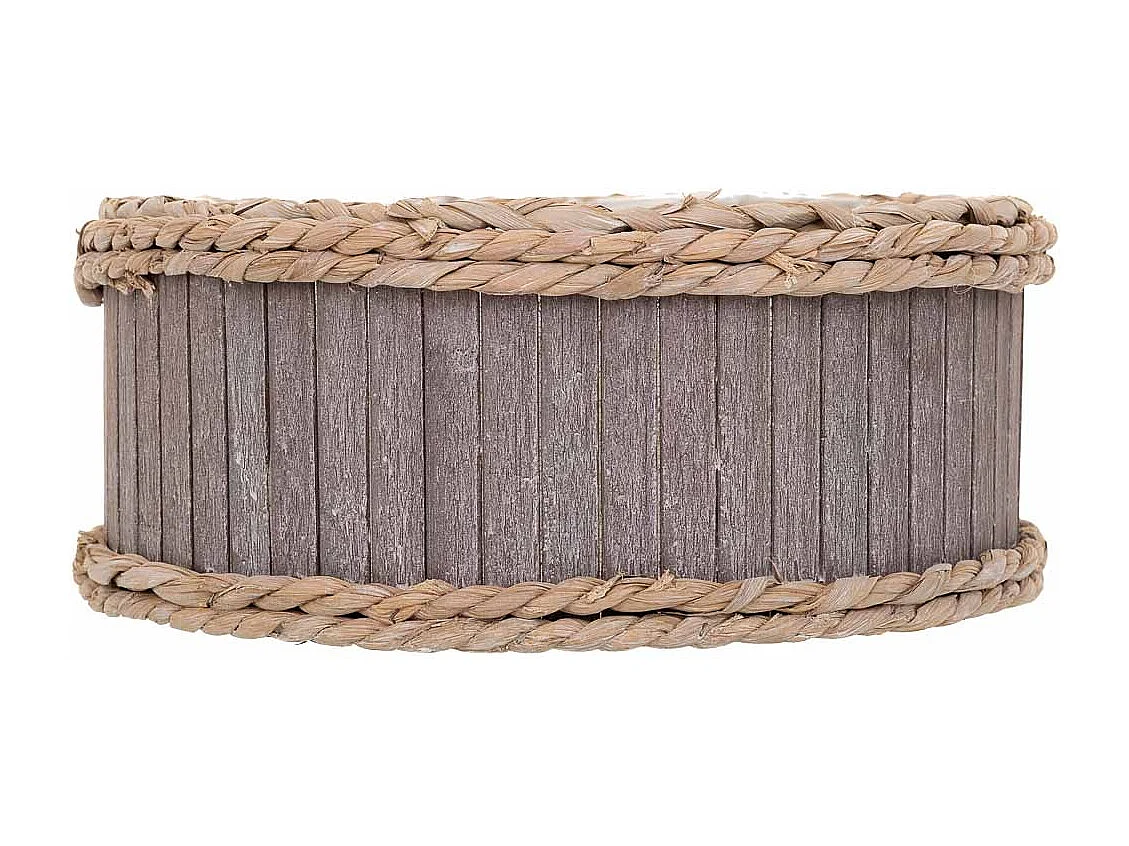 Set di 3 cestini ovali in legno grigio