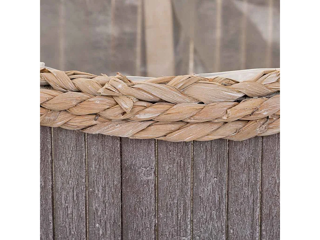 Set di 3 cestini ovali in legno grigio