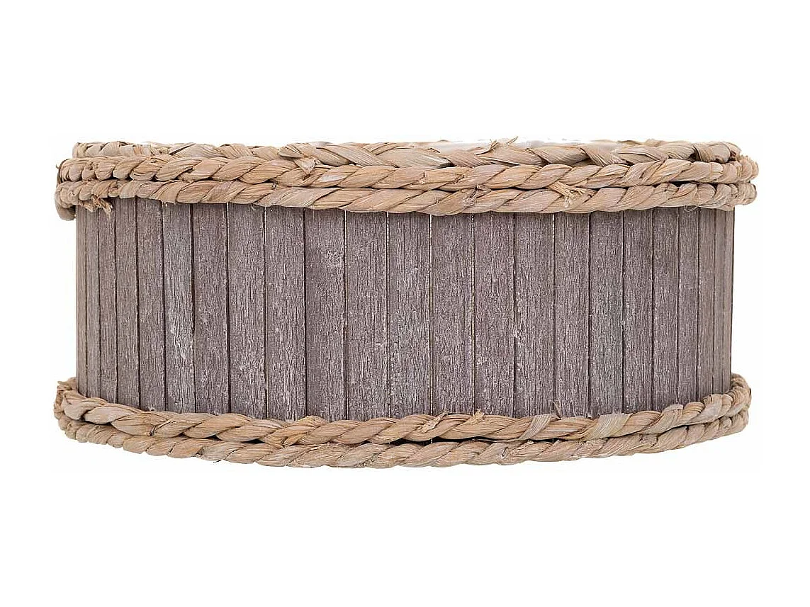 Set di 3 cestini ovali in legno grigio