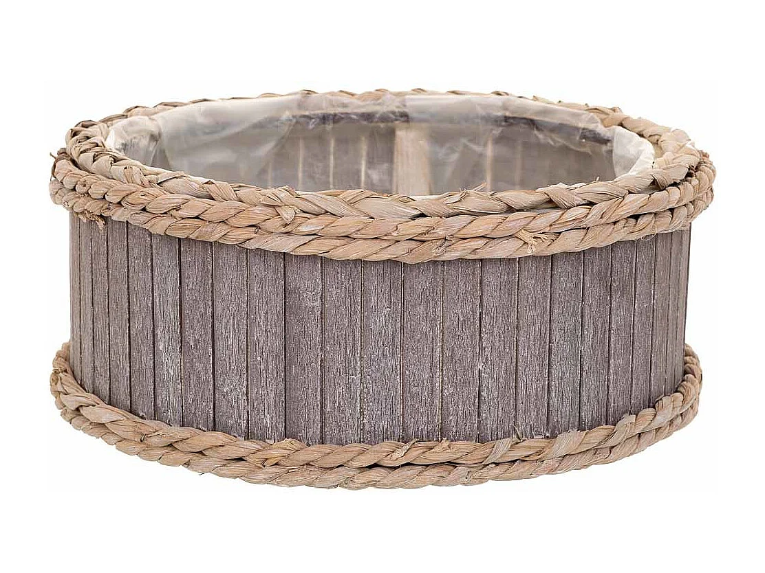 Set di 3 cestini ovali in legno grigio