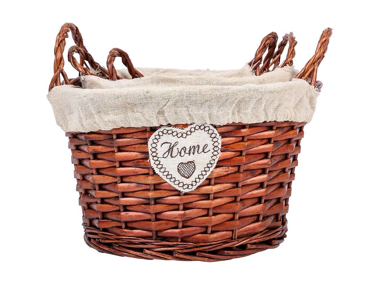 Ensemble de 3 paniers en osier doublés marron