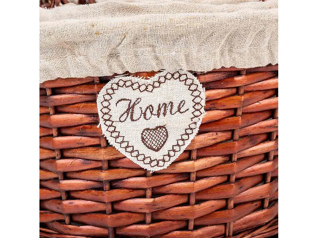 Ensemble de 3 paniers en osier doublés marron