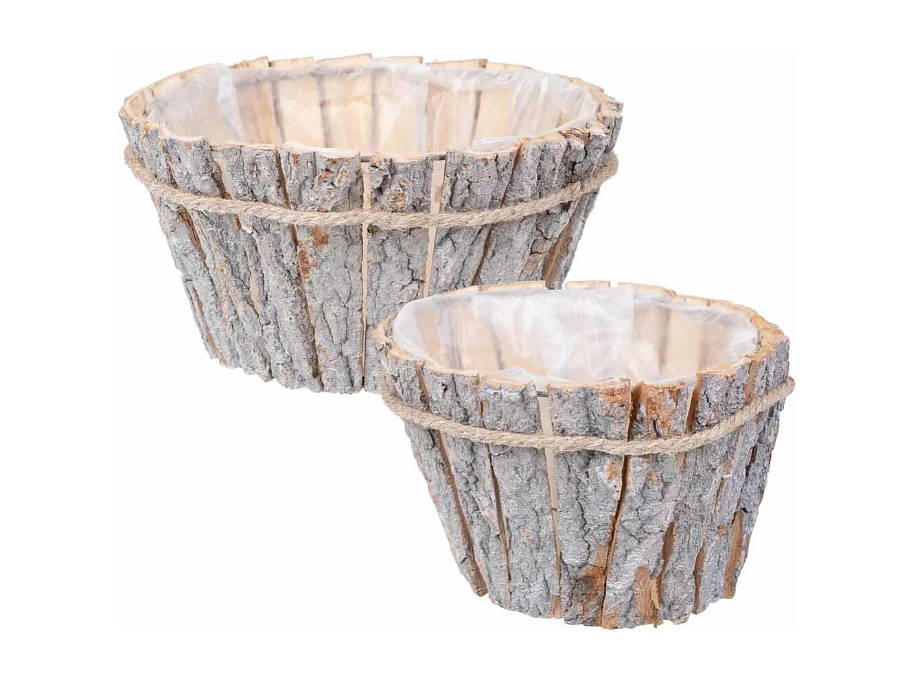 Set mit 2 braunen Holzkörben