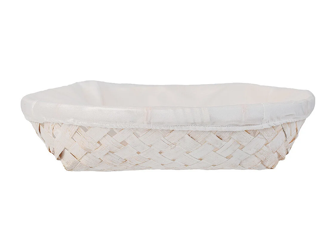 Runder Brotkasten aus Bambus mit weißem Innenfutter, T28x06h cm