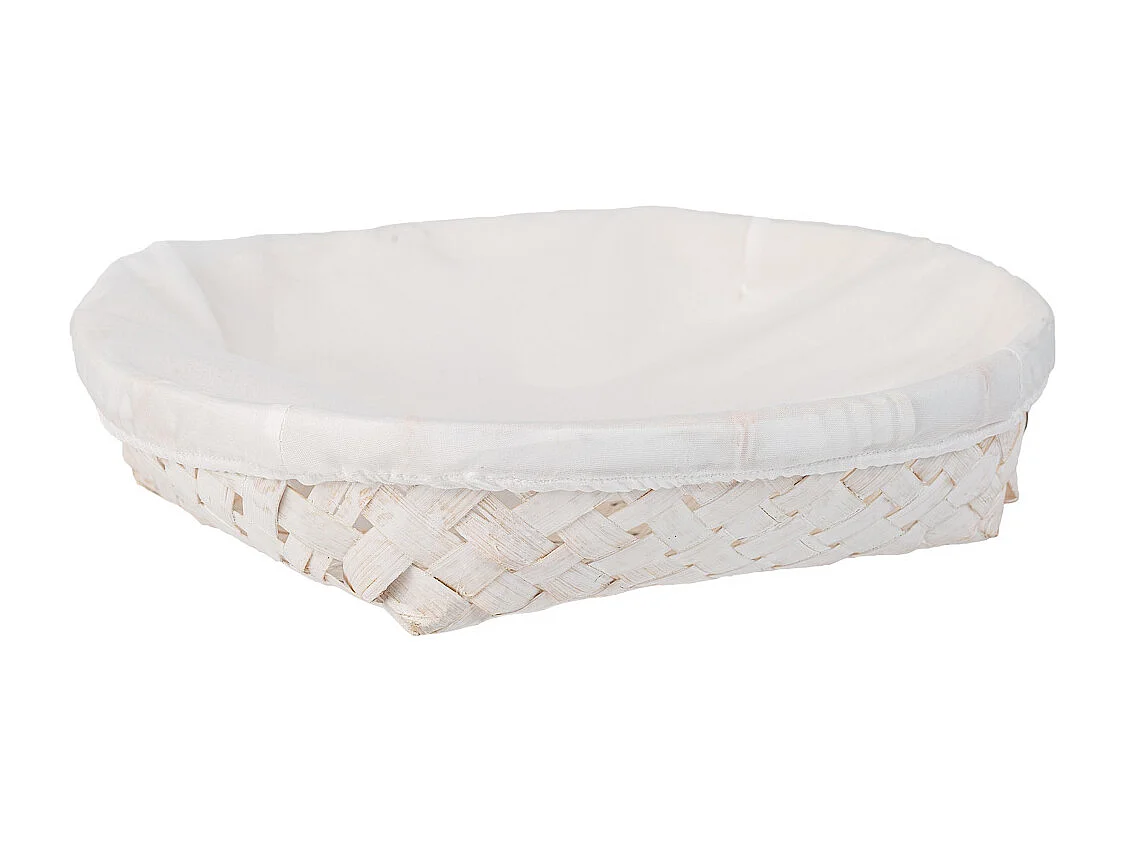 Runder Brotkasten aus Bambus mit weißem Innenfutter, T28x06h cm