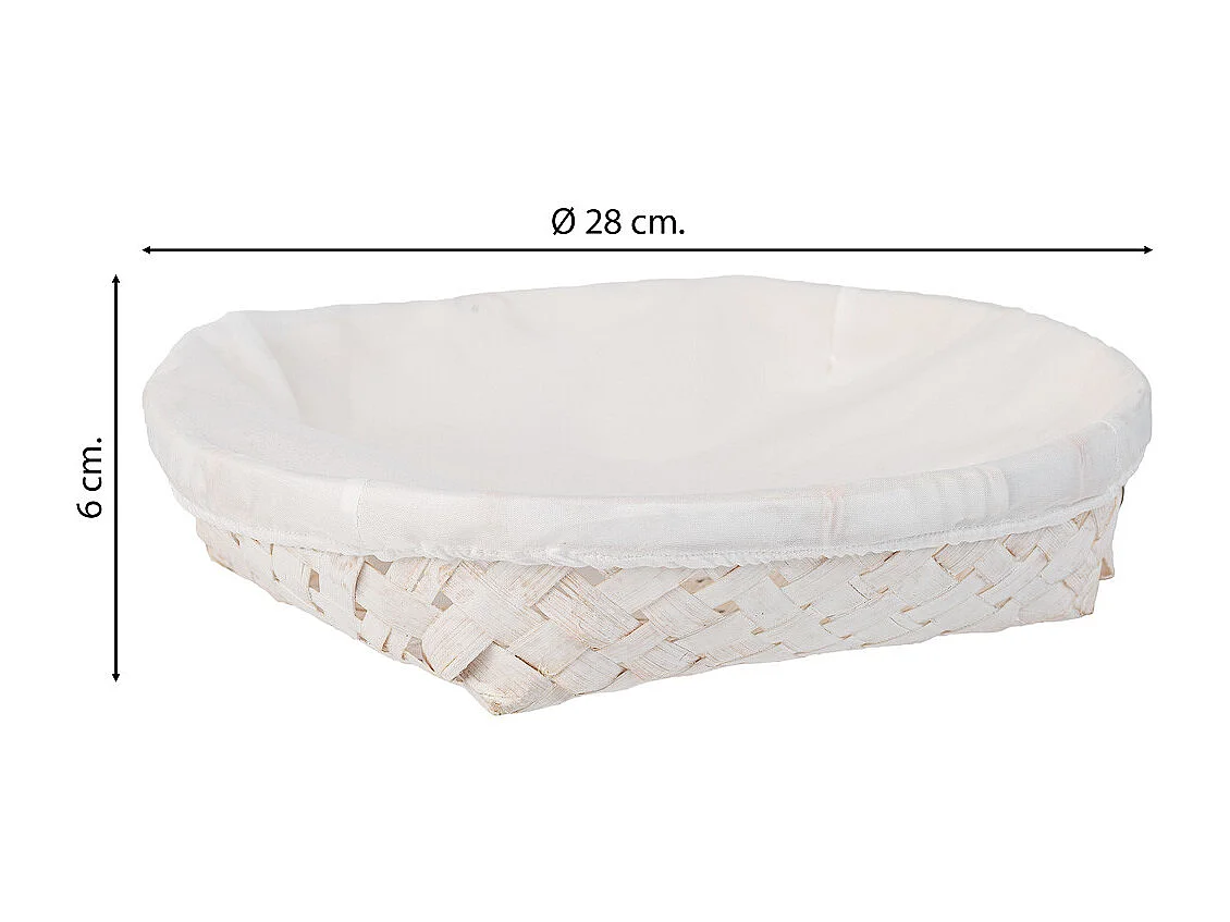 Runder Brotkasten aus Bambus mit weißem Innenfutter, T28x06h cm