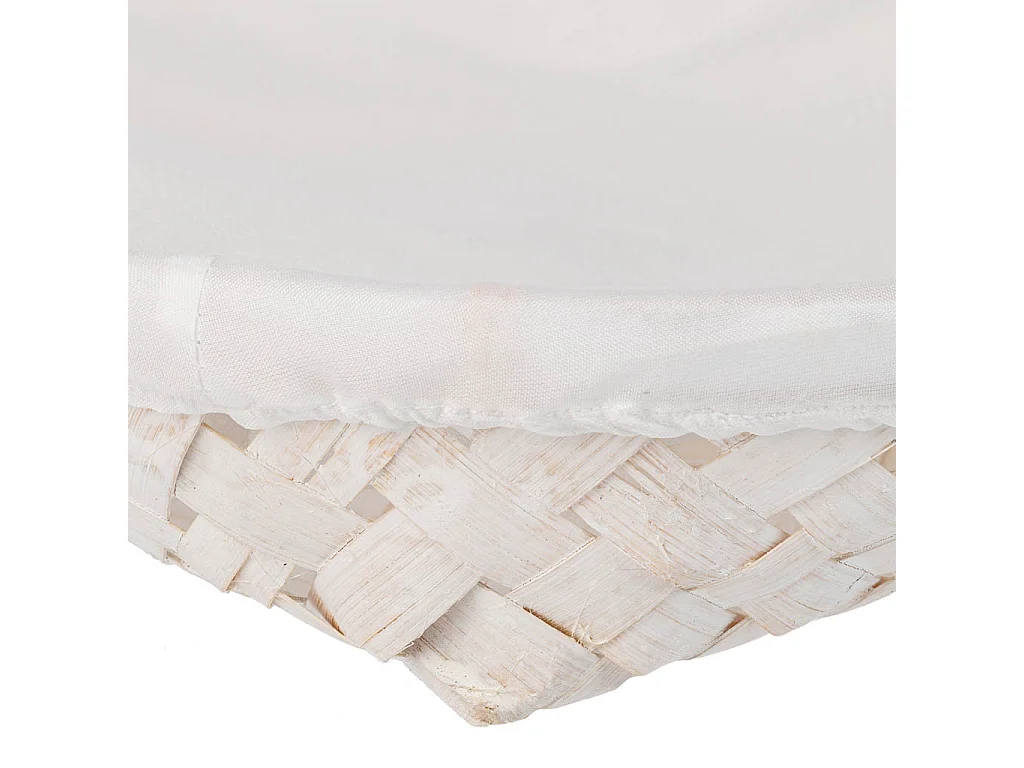 Runder Brotkasten aus Bambus mit weißem Innenfutter, T28x06h cm