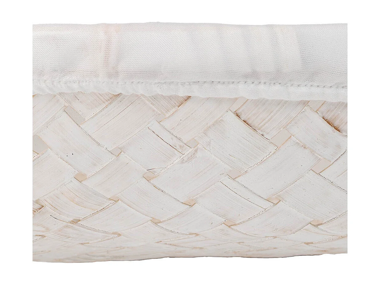 Runder Brotkasten aus Bambus mit weißem Innenfutter, T28x06h cm