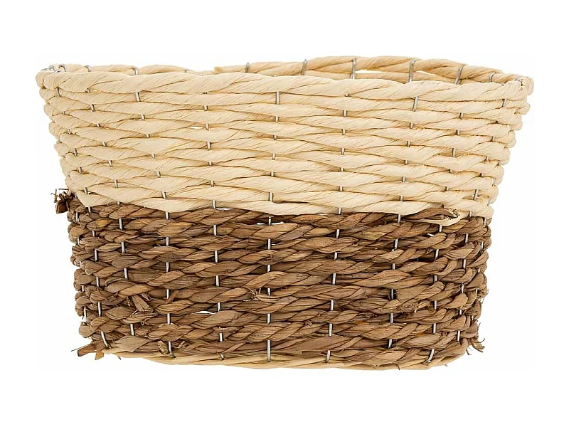 Holzkorb, Papierseil und Naturfaser gelb 32x25x19,5h cm