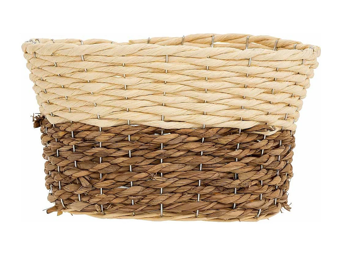 Holzkorb, Papierseil und Naturfaser gelb 32x25x19,5h cm