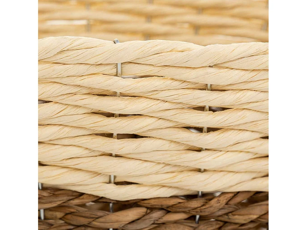 Holzkorb, Papierseil und Naturfaser gelb 32x25x19,5h cm