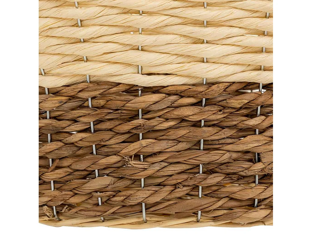 Panier en bois, corde de papier et fibre naturelle jaune 32x25x19,5h