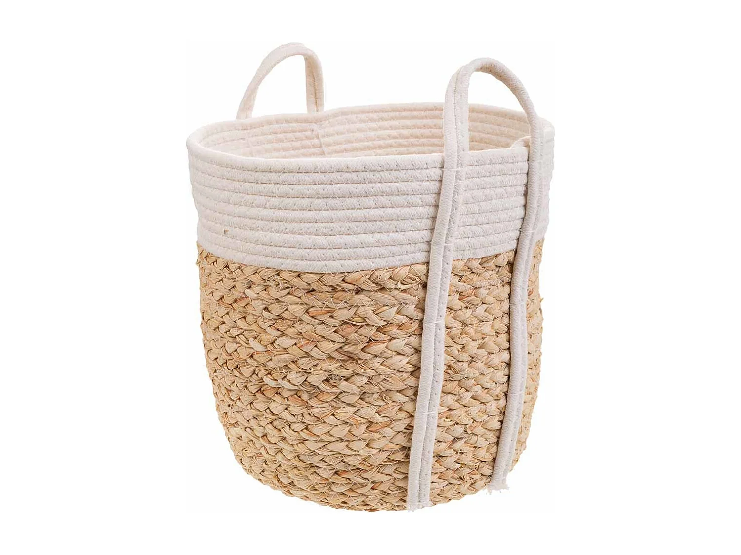 Cesto blanco de cuerda trenzada d30x30