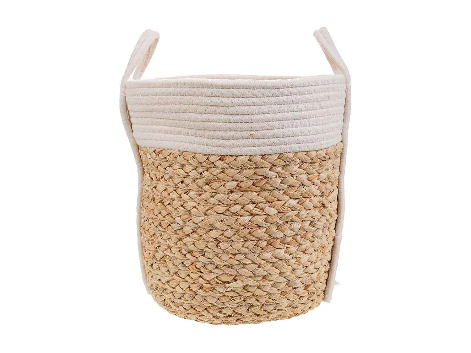 Cesto blanco de cuerda trenzada d30x30