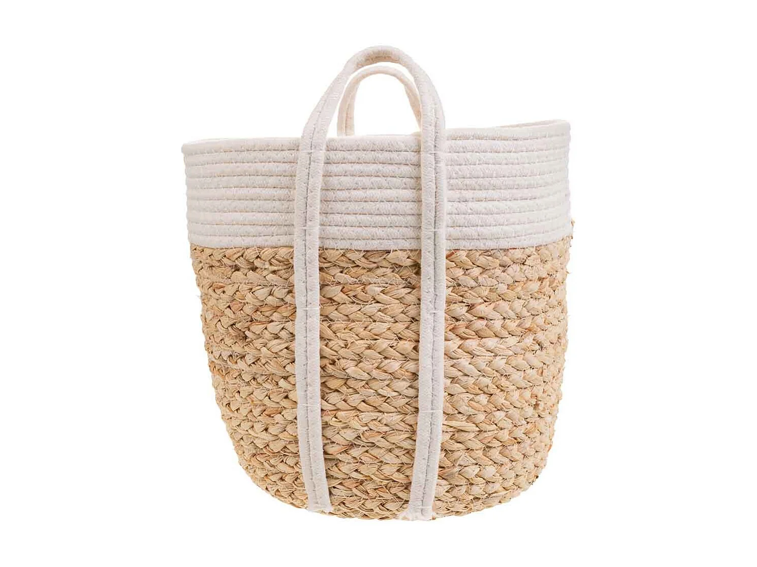 Cesto blanco de cuerda trenzada d30x30