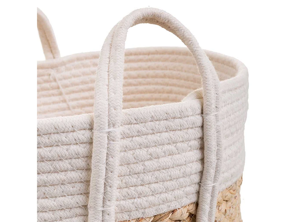 Cesto blanco de cuerda trenzada d30x30