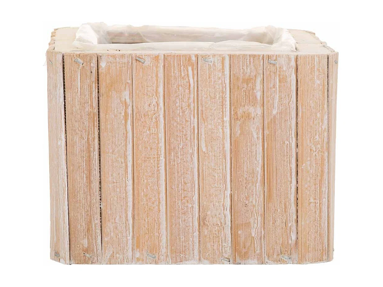 Cesto quadrado de madeira marrom 14,5x14,5x11