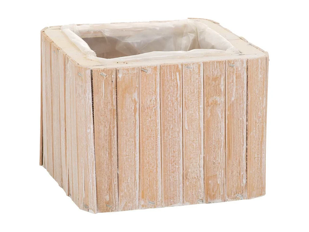 Cesto quadrado de madeira marrom 14,5x14,5x11