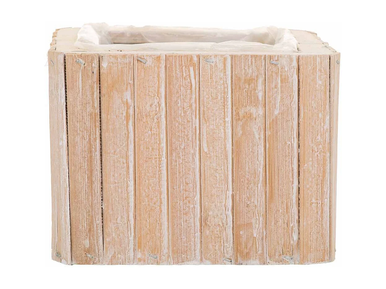 Cesto quadrado de madeira marrom 14,5x14,5x11