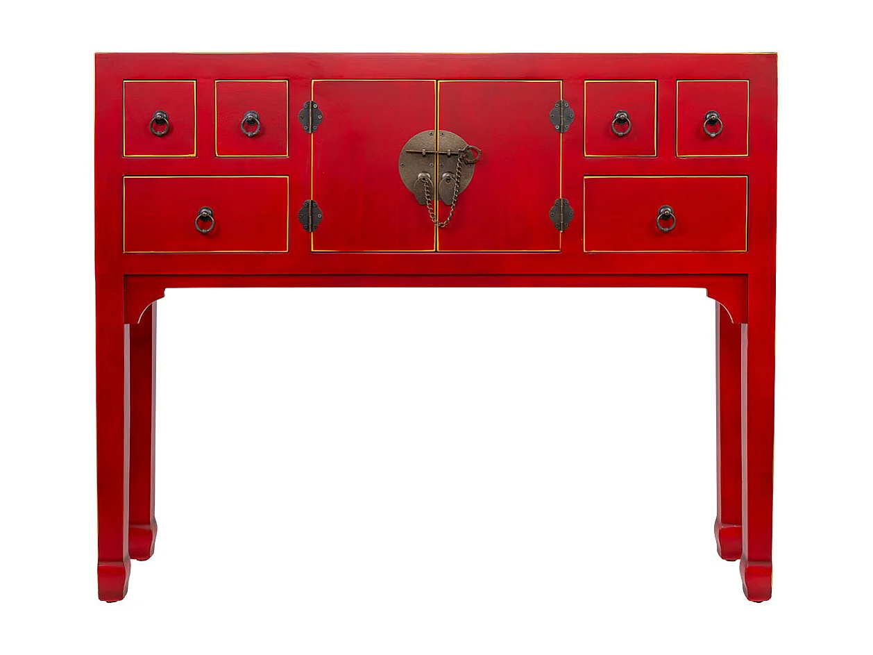 Aparador de madera de 6 cajones y 2 puertas 95x24x79h cm