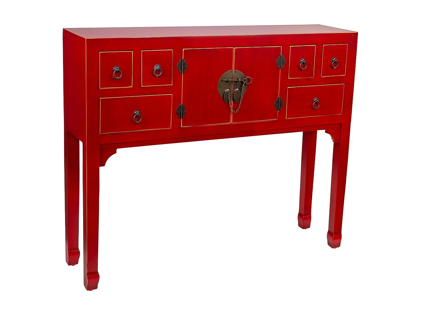 Aparador de madera de 6 cajones y 2 puertas 95x24x79h cm