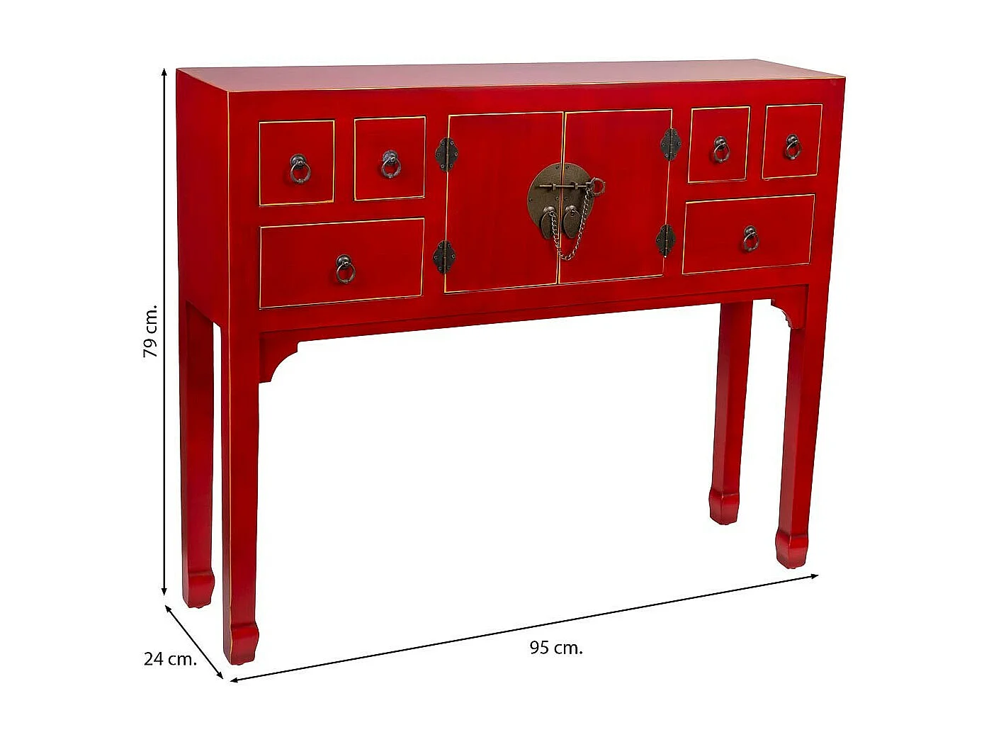 Aparador de madera de 6 cajones y 2 puertas 95x24x79h cm