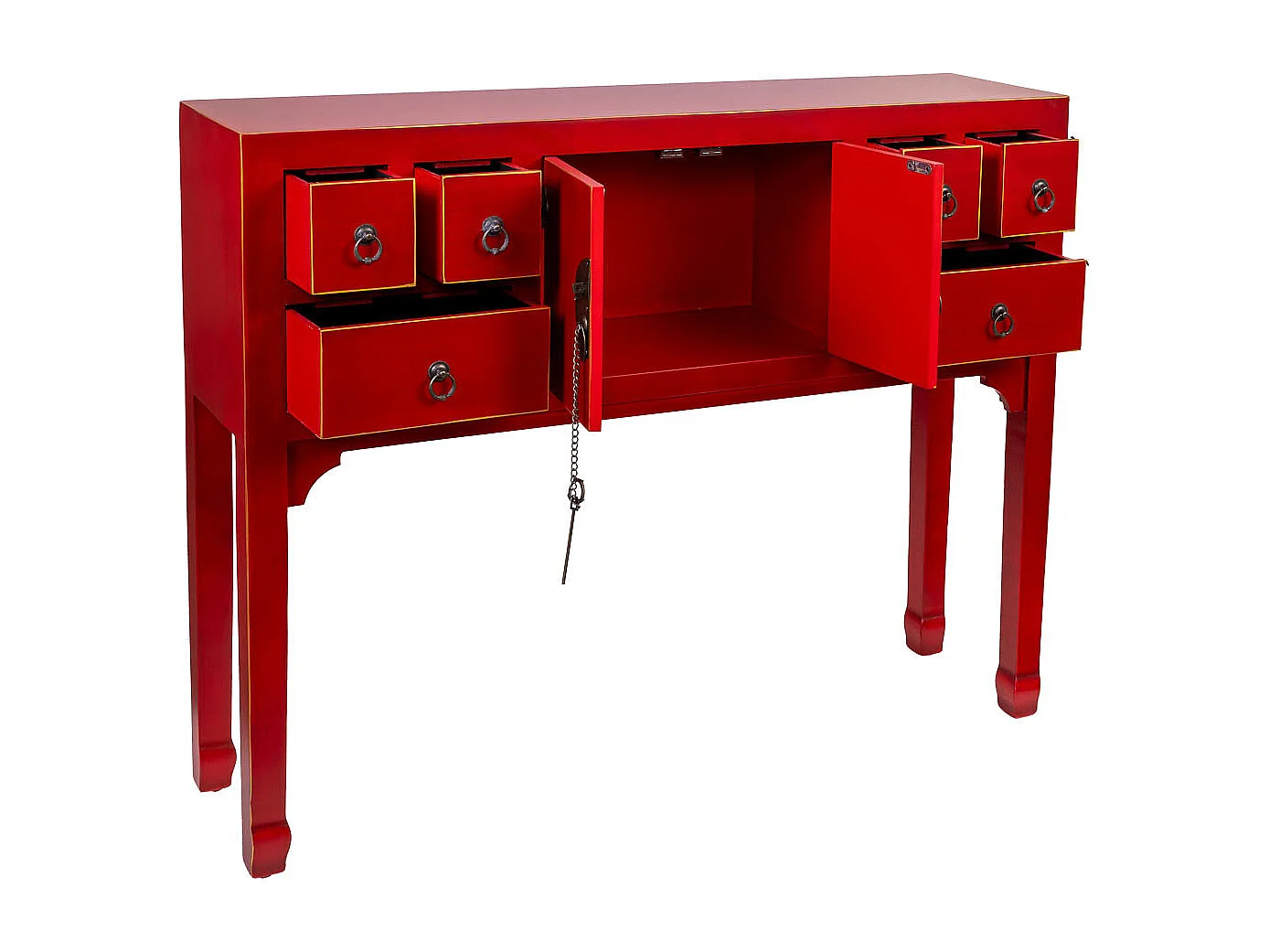 Aparador de madera de 6 cajones y 2 puertas 95x24x79h cm