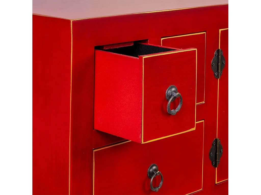 Aparador de madera de 6 cajones y 2 puertas 95x24x79h cm