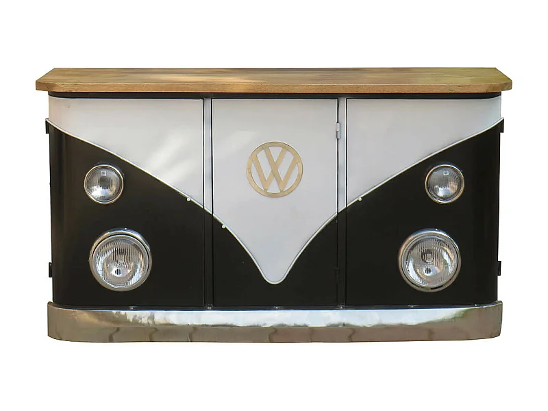 Aparador furgoneta de madera y metal azul 150x47x86