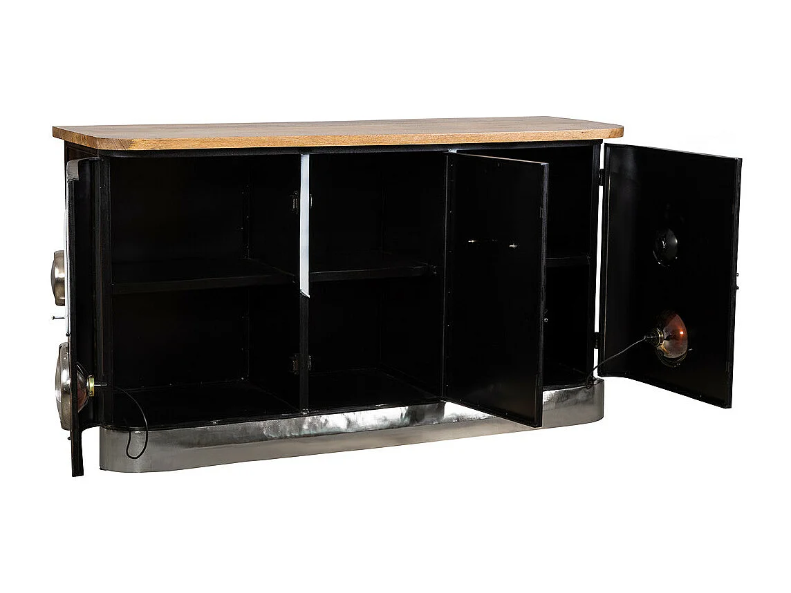 Aparador furgoneta de madera y metal azul 150x47x86