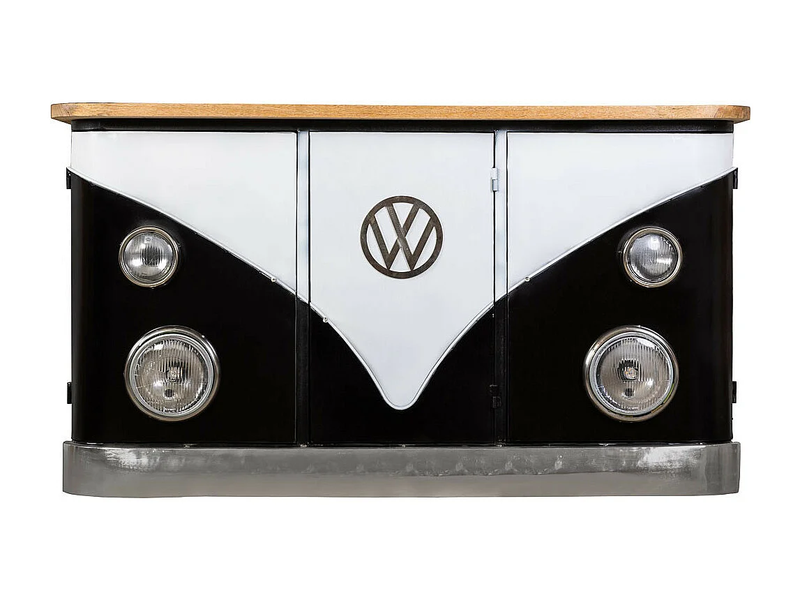 Aparador furgoneta de madera y metal azul 150x47x86