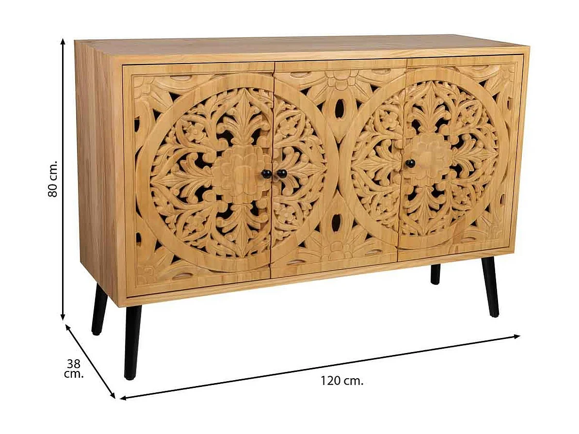 Buffet en bois marron 120x38x80