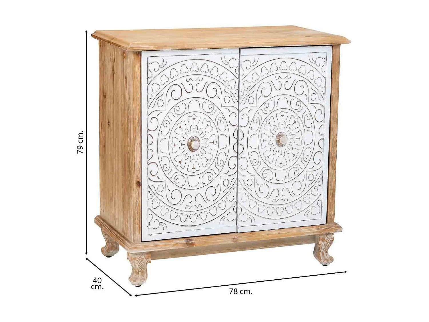 Credenza in legno con 2 porte 78x40x79