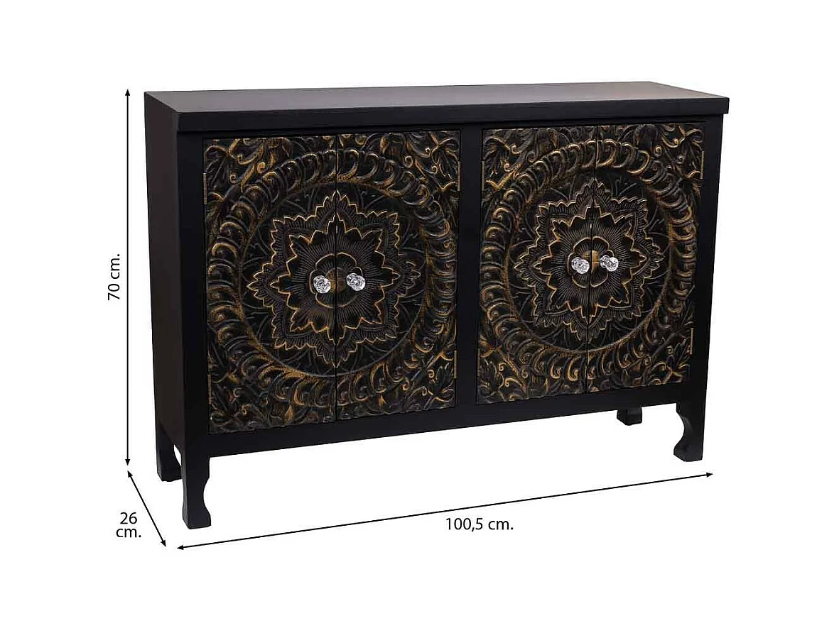 Credenza in legno con 4 porte 100,5x26x70
