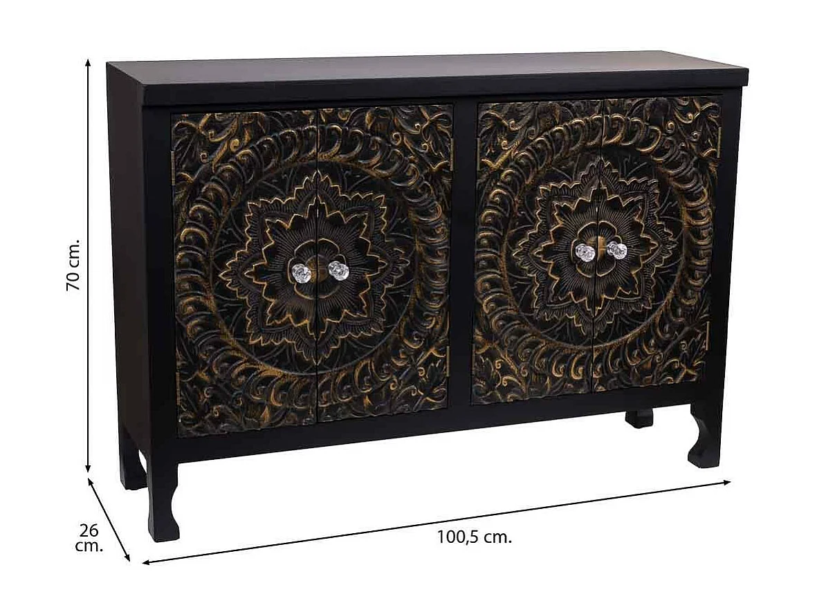 Aparador de madeira com 4 portas 100,5x26x70