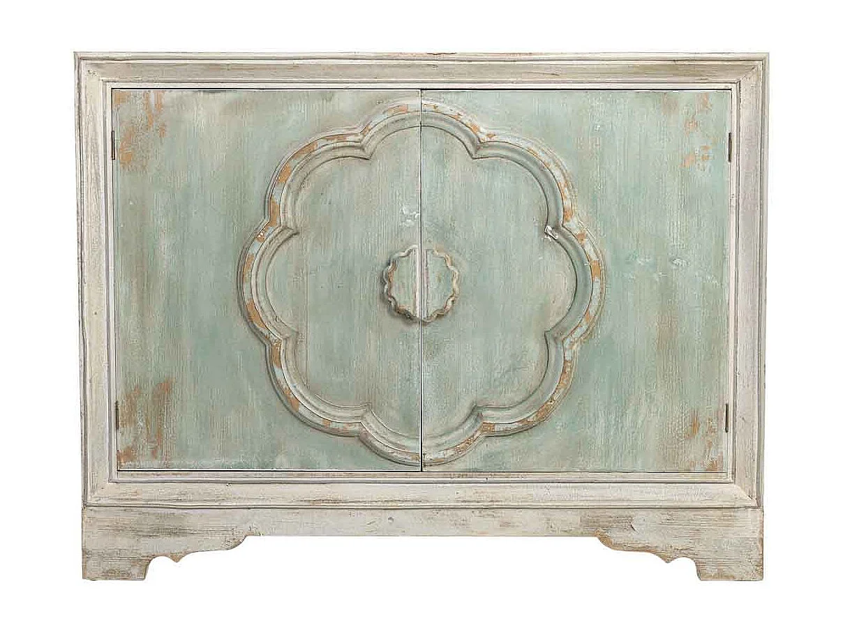 Buffet en métal avec 2 portes en fini vieilli 120x38x92